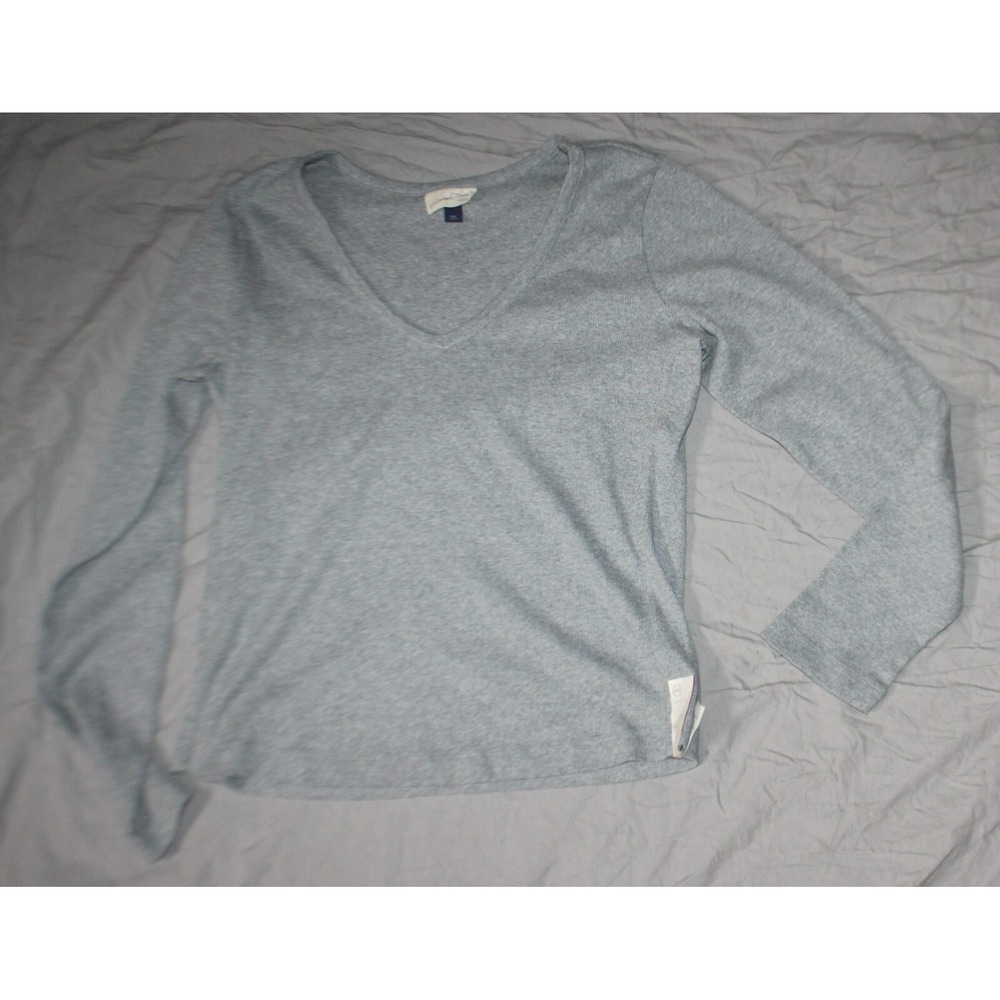 Women's Long Sleeve V-neck Ribbed T-Shirt -Universal Thread Size XXL Gray